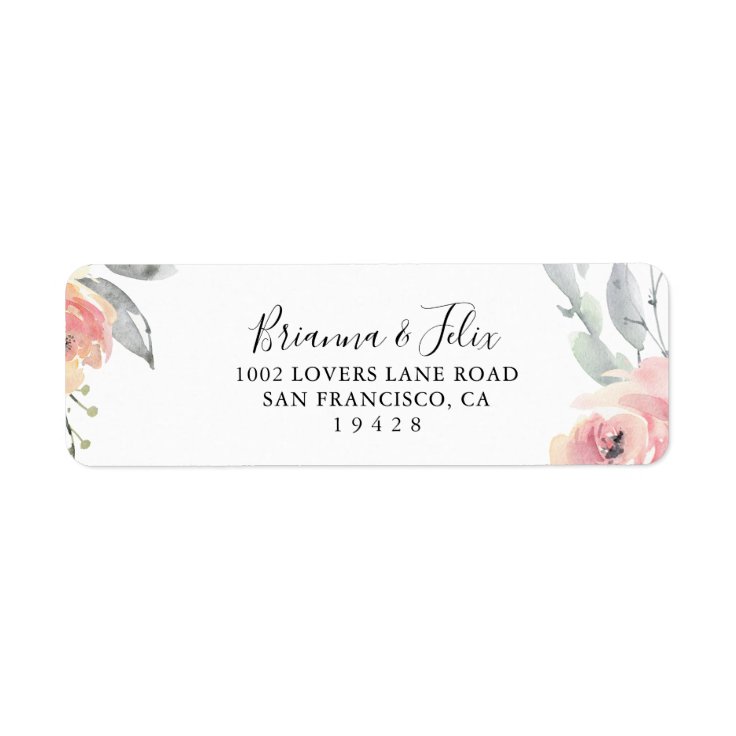 Elegant Pink Blush Floral Return Address Label Zazzle