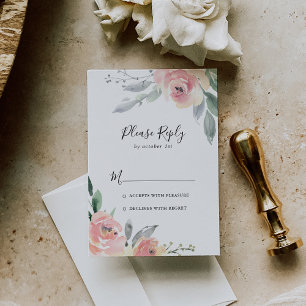 Elegant Pink Blush Floral RSVP Card