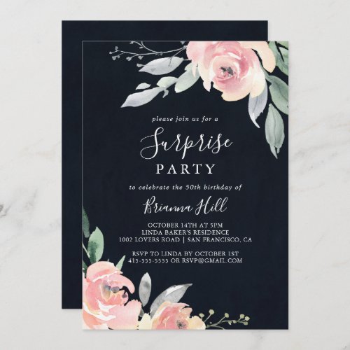 Elegant Pink Blush Floral Surprise Party Invitatio Invitation