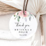 Elegant Pink Blush Floral Thank You Wedding Favor Classic Round Sticker