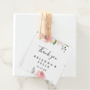 Elegant Pink Blush Floral Wedding Favor Tags