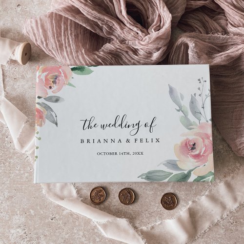 Elegant Pink Blush Floral Wedding Guest Book