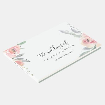 Elegant Pink Blush Floral Wedding Guest Book | Zazzle