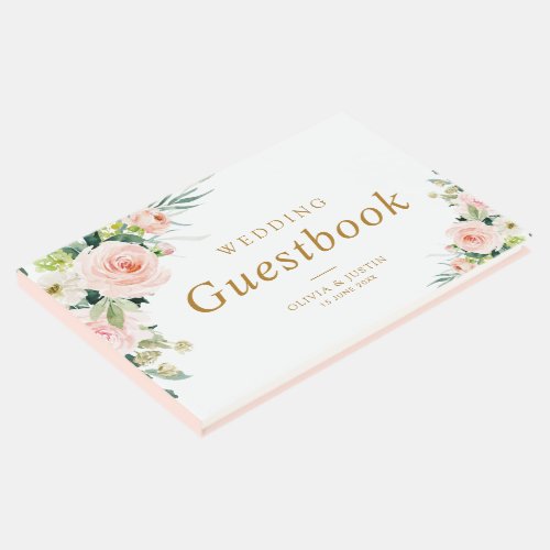Elegant pink blush floral wedding guestbook