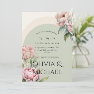 Elegant Pink Blush Floral Wedding Invitation