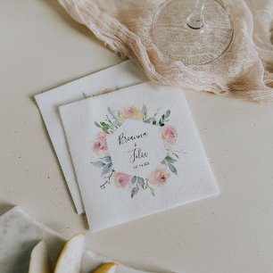 Elegant Pink Blush Floral Wedding Napkin
