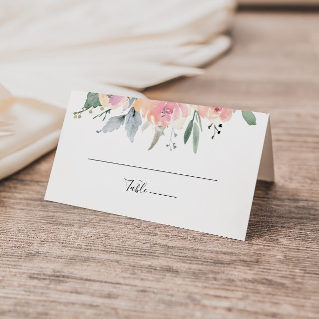Elegant Pink Blush Floral Wedding Place Card (Creator Uploaded)