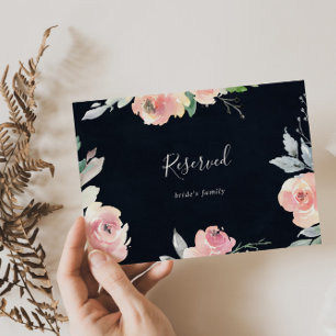 Elegant Pink Blush Floral Wedding Reserved Sign