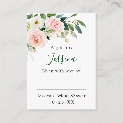 Elegant Pink Blush Flowers Display Bridal Shower Enclosure Card