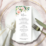 Elegant Pink Blush Flowers Wedding Dinner Menu<br><div class="desc">For further customization,  please click the "customize further" link and use our design tool to modify this template.</div>