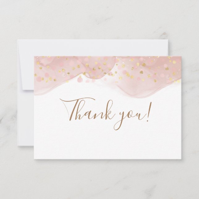 Elegant pink blush gold glitter sparkles thank you card (Front)