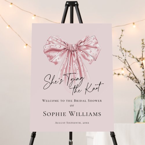 Elegant Pink Blush Hand Drawn Bow Bridal Shower Foam Board