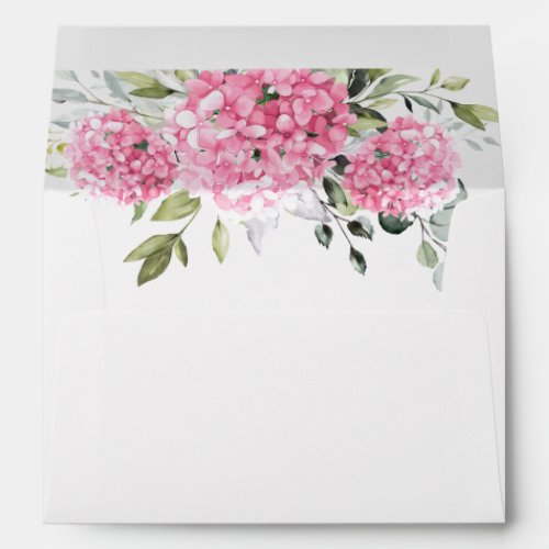 Elegant Pink Blush Hydrangea Eucalyptus Floral Envelope