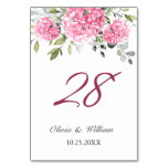 Elegant Pink Blush Hydrangea Eucalyptus Wedding Table Number