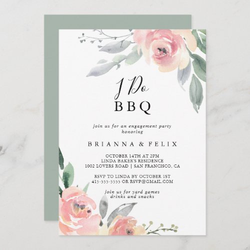 Elegant Pink Blush I Do BBQ Engagement Party Invitation