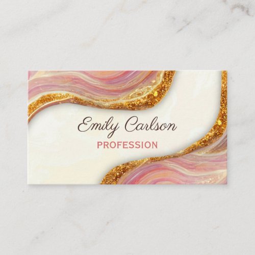 Elegant pink blush marble art faux gold glitter ap appointment card