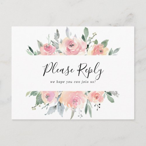 Elegant Pink Blush Menu Choice RSVP Postcard