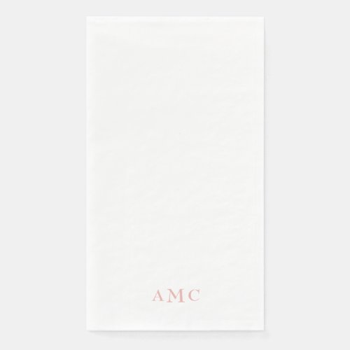 Elegant PinkBlush Monogram Wedding Paper Guest Towels