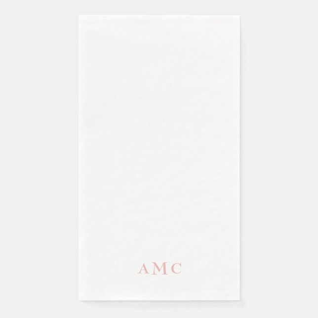 Elegant Pink/Blush Monogram Wedding Paper Guest Towels (Front)