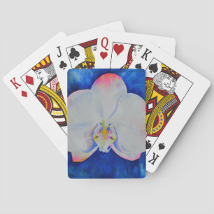 Elegant Pink Blush Orchid watercolor floral flower Poker Cards