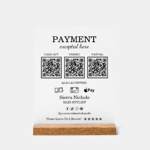 Elegant Pink Blush QR Code Payment Acrylic Sign