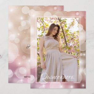 Elegant Pink Blush Quinceañera Photo Birthday Invitation