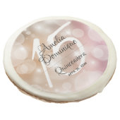 Elegant Pink Blush Quinceañera Sugar Cookie (Angled)