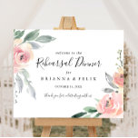 Elegant Pink Blush Rehearsal Dinner Welcome Sign<br><div class="desc">This elegant pink blush rehearsal dinner welcome sign is perfect for a modern wedding rehearsal. The design features hand-drawn pink blush roses and peonies with green and gray leaves,  inspiring natural beauty.</div>