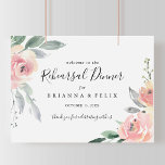 Elegant Pink Blush Rehearsal Dinner Welcome Sign<br><div class="desc">This elegant pink blush rehearsal dinner welcome sign is perfect for a modern wedding rehearsal. The design features hand-drawn pink blush roses and peonies with green and gray leaves,  inspiring natural beauty.</div>