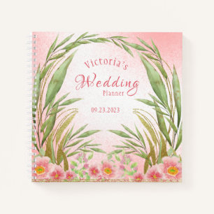 Elegant Pink Blush Watercolor Wedding Planner Notebook