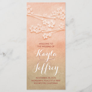 Elegant pink blush watercolor wedding program