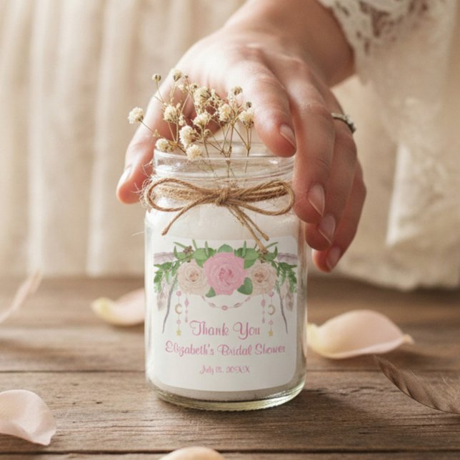 Elegant Pink Bohemian Flower Party  Square Sticker (Creator Uploaded)