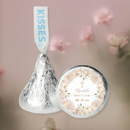 Elegant Pink Boho Floral Baptism Hershey®'s Kisses®