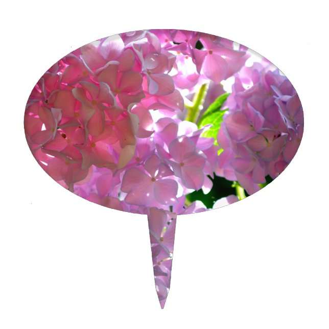 Elegant pink boho florals flowers hydrangeas cake topper (Front)