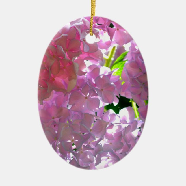 Elegant pink boho florals flowers hydrangeas ceramic ornament (Front)