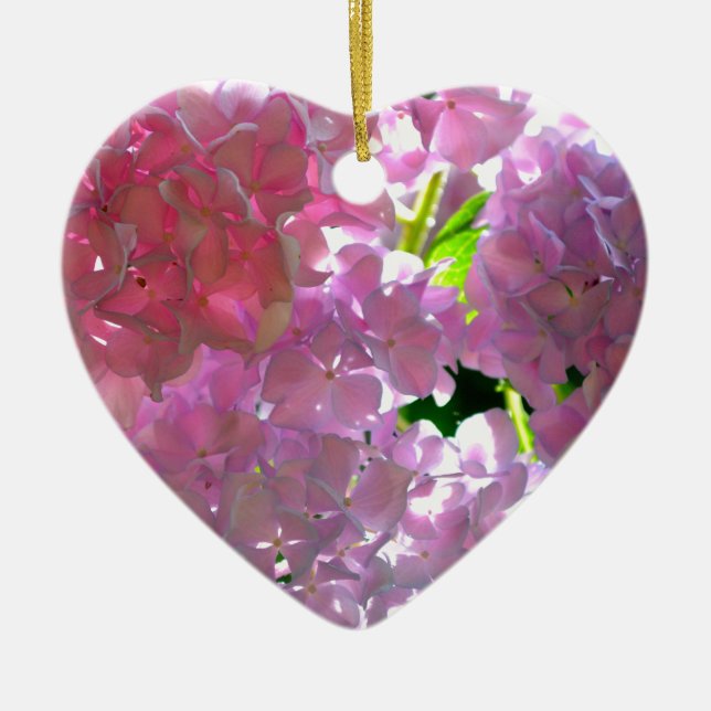 Elegant pink boho florals flowers hydrangeas ceramic ornament (Front)