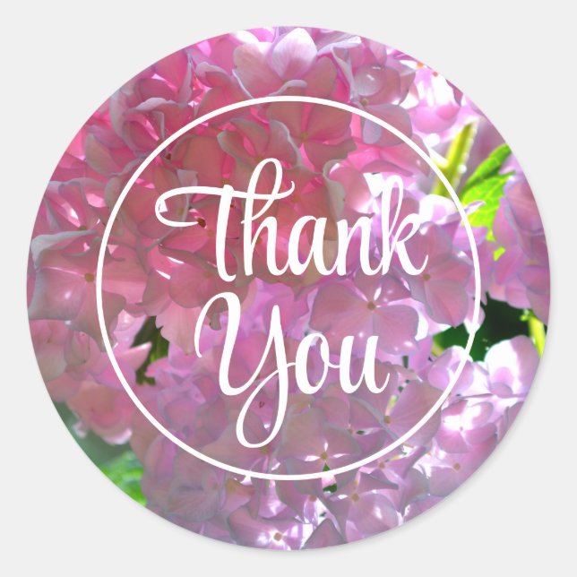 Elegant pink boho florals flowers hydrangeas classic round sticker (Front)