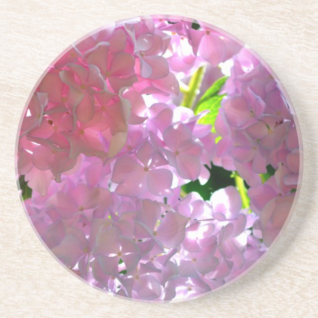 Elegant pink boho florals flowers hydrangeas drink coaster (Front)