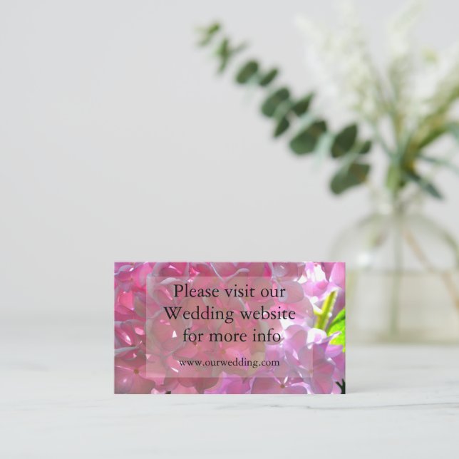 Elegant pink boho florals flowers hydrangeas enclosure card (Standing Front)