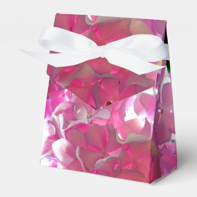 Elegant pink boho florals flowers hydrangeas favor boxes (Front Side)