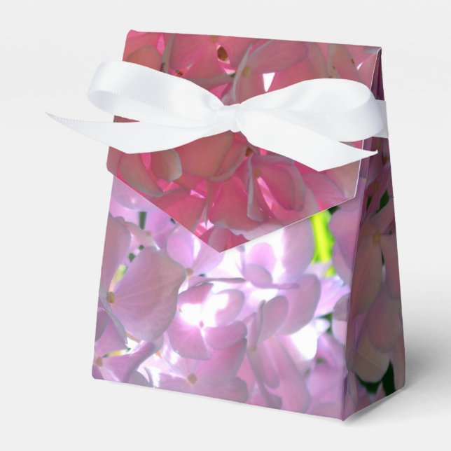 Elegant pink boho florals flowers hydrangeas favor boxes (Front Side)