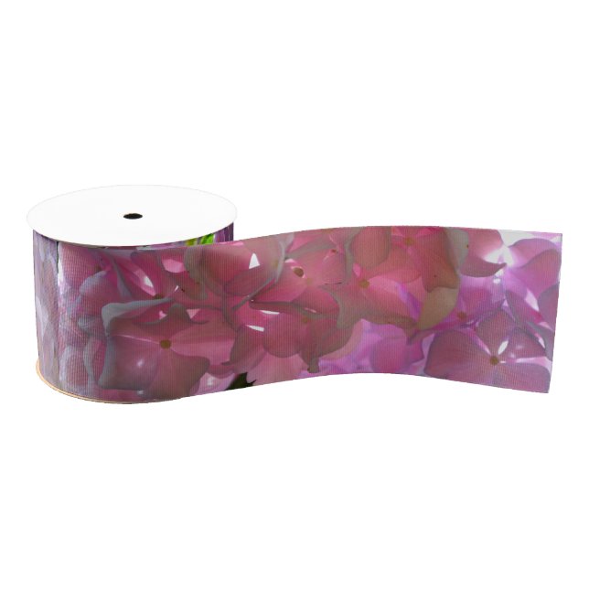 Elegant pink boho florals flowers hydrangeas grosgrain ribbon (Spool)
