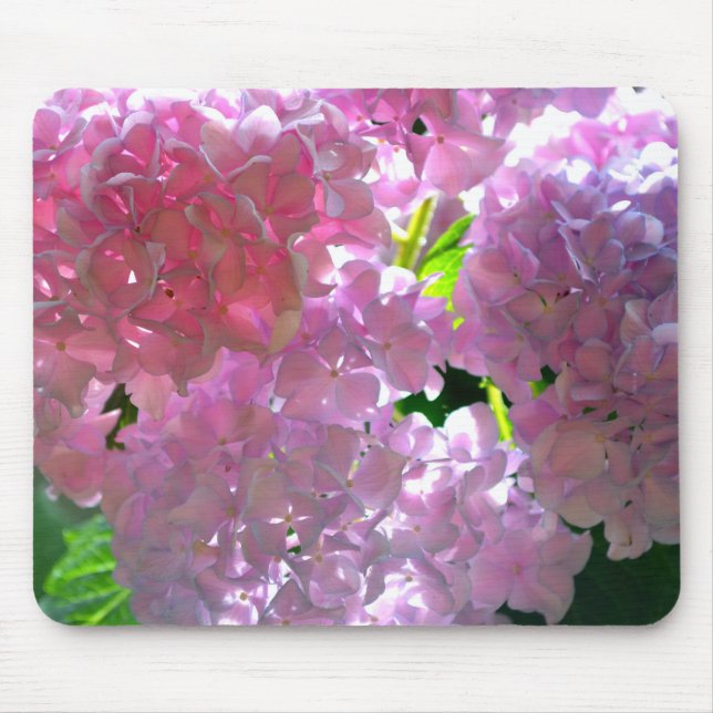 Elegant pink boho florals flowers hydrangeas mouse pad (Front)