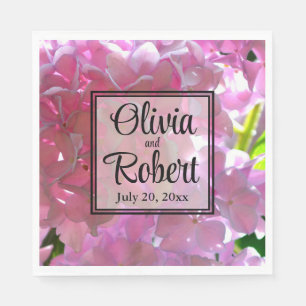 Elegant pink boho florals flowers hydrangeas napkins