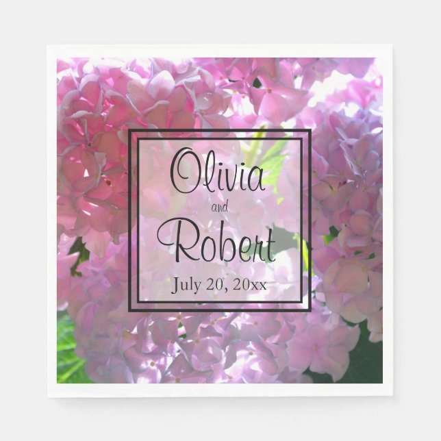 Elegant pink boho florals flowers hydrangeas napkins (Front)