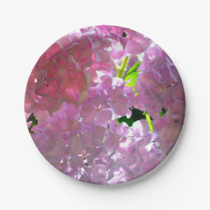 Elegant pink boho florals flowers hydrangeas paper plates