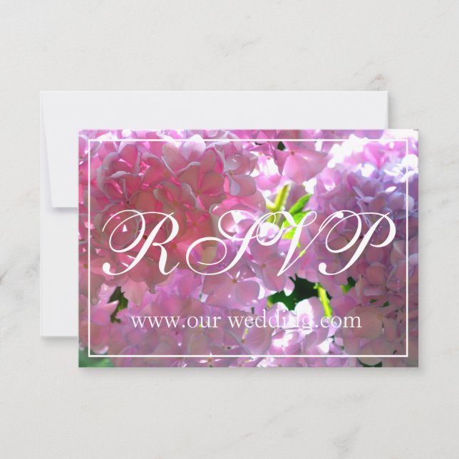 Elegant pink boho florals flowers hydrangeas RSVP Save The Date (Front)