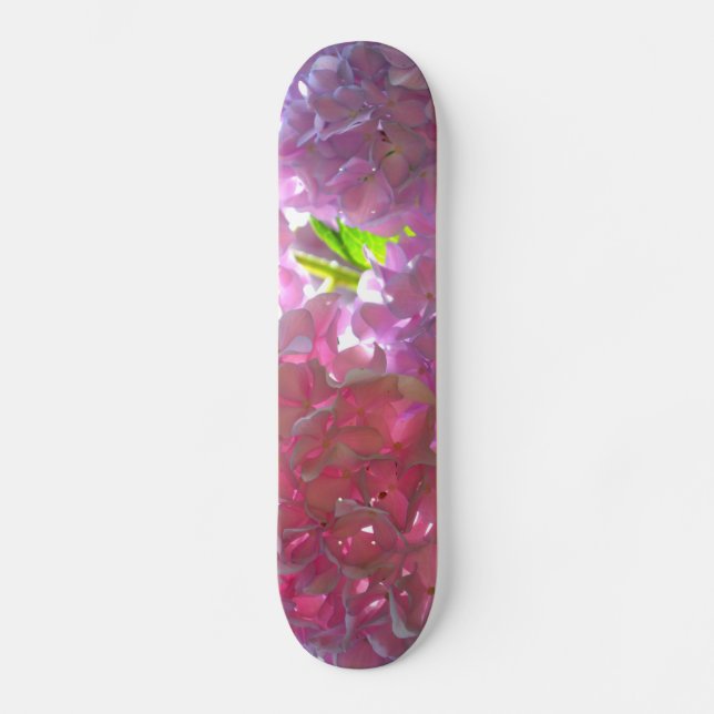 Elegant pink boho florals flowers hydrangeas skateboard deck (Front)