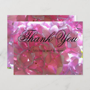 Elegant pink boho florals flowers hydrangeas thank you card