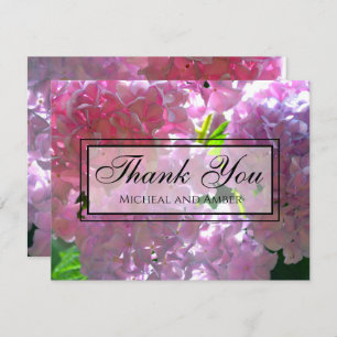 Elegant pink boho florals flowers hydrangeas thank you card
